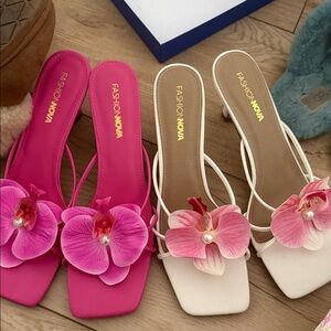 Fashion Nova  Orchid Slide Mules (selling together!)